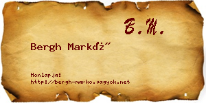 Bergh Markó névjegykártya